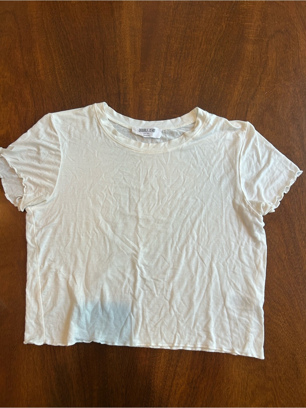 Double Zero White Crewneck Crop Tee